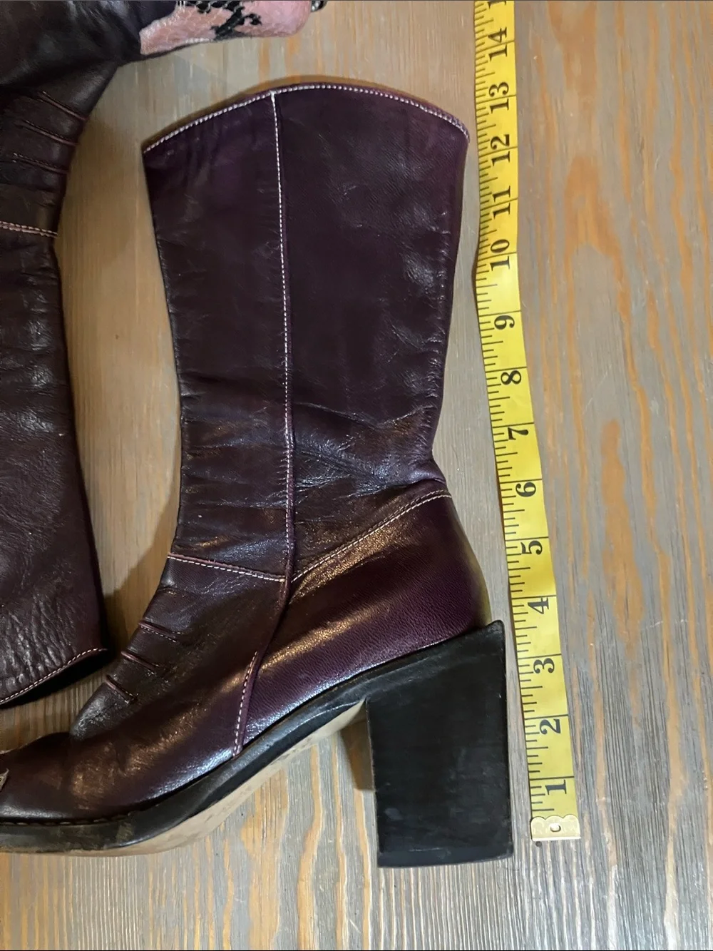 Women's Purple Leather Western Ankle Boots with Pink Snake-Print Toe